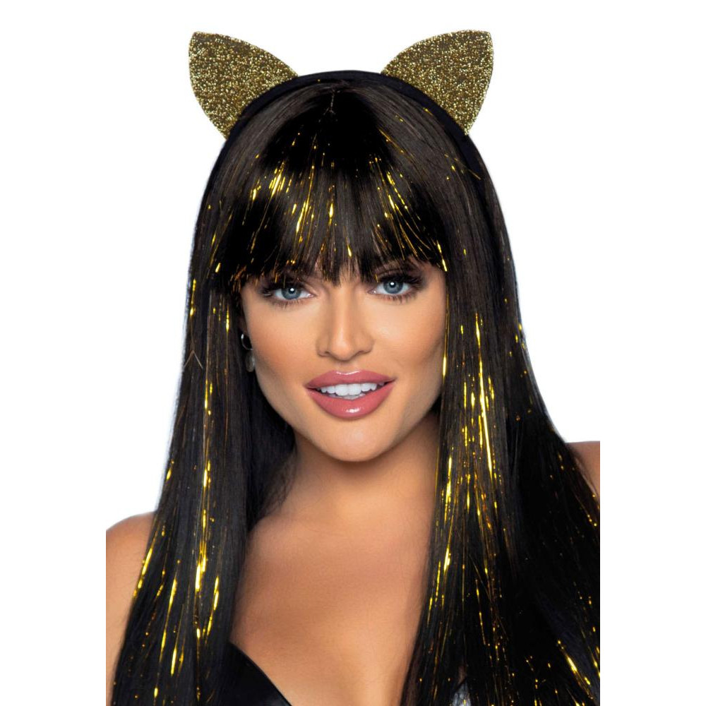 Leg Avenue Повязка на голову с кошачьими ушками  Glitter cat ear headband O/S (LA2771026) - зображення 1