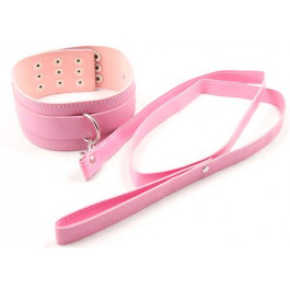DS Fetish Collar with leash pink metal (261312010)