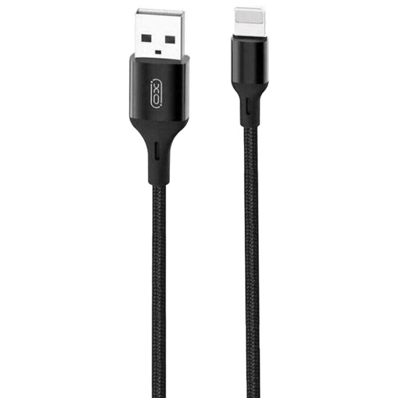 XO NB143 USB to Lightning Braided 2.4А 2m Black - зображення 1