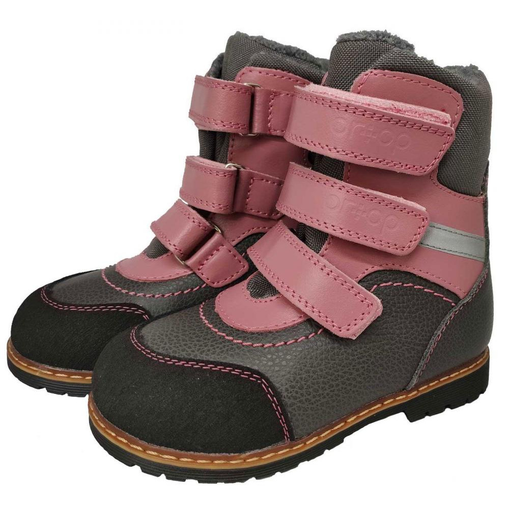 Ortop Зимние кожаные ортопедические ботинки для девочки, с супинатором  312-Pg, размер 28 - зображення 1