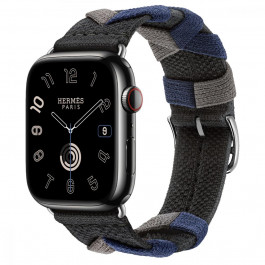 Apple Watch Hermes Series 9 GPS + LTE 45mm Space Black S. Steel Case w. Noir Bridon S. Tour (MRQQ3+MTHQ3)