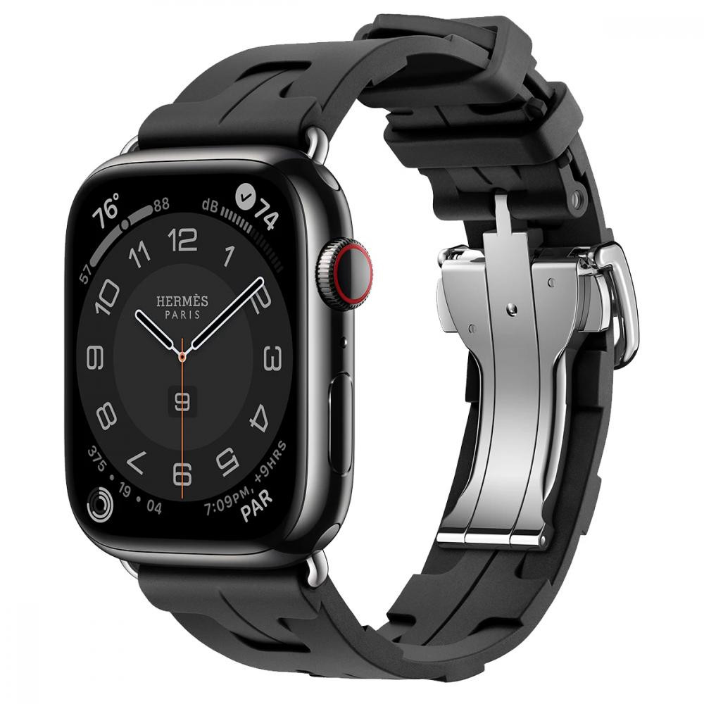 Apple Watch Hermes Series 9 GPS + LTE 45mm Space Black S. Steel Case w. Noir Kilim S. Tour (MRQQ3+MTHX3) - зображення 1
