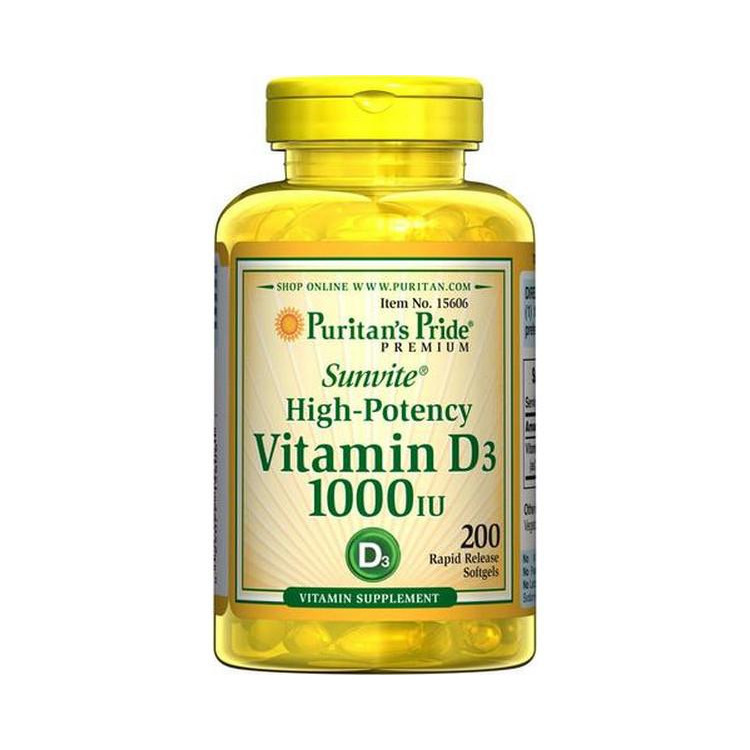 Puritan's Pride Vitamin D3 1000 IU (200 softgels) - зображення 1