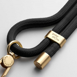 Endorphone Чорний шнурок для телефону на шию із золотою фурнітурою