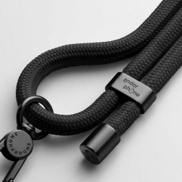 Endorphone Чорний шнурок для телефону на шию з чорною фурнітурою