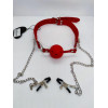 DS Fetish Кляп DS Fetish Ball gag with nipple clamps red (222002025) - зображення 2