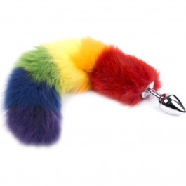 DS Fetish Anal plug S faux fur fox tail multi kolor polyeste (274001213)