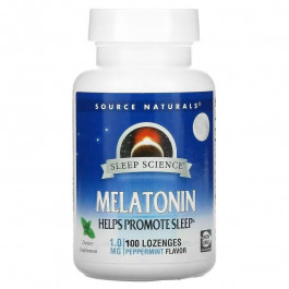 Source Naturals Melatonin 1mg Sleep Science, 100 леденцов Мята