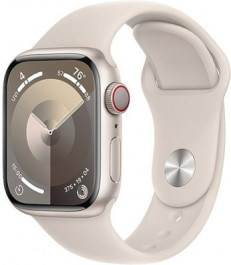 Apple Watch Series 9 GPS + Cellular 41mm Starlight Alu. Case w. Starlight Sport Band - S/M (MRHN3)