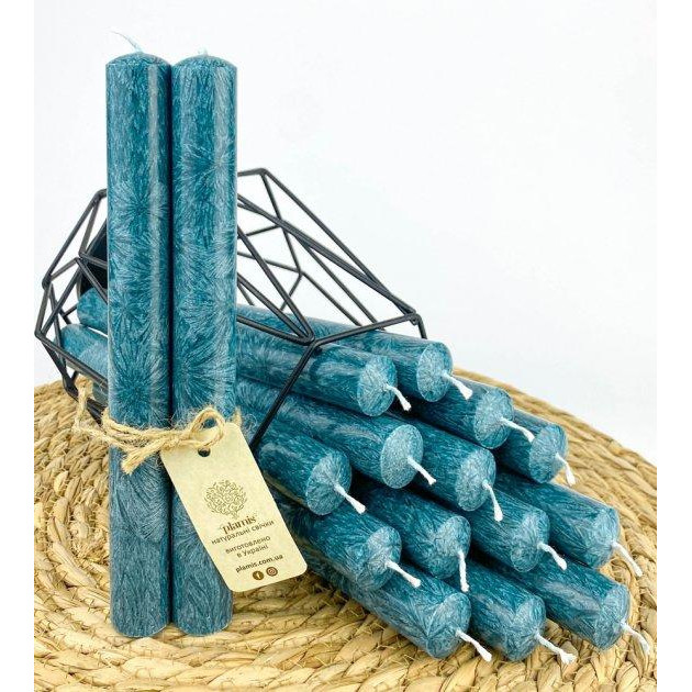 Plamis Свічки столові з пальмового воску  Синьо-зелений 16 шт (S-22200/16-71) - зображення 1
