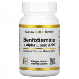   California Gold Nutrition Бенфотиамин с альфа-липоевой кислотой, Benfotiamine Alpha Lipoic Acid, , 30 вегетарианских капсул