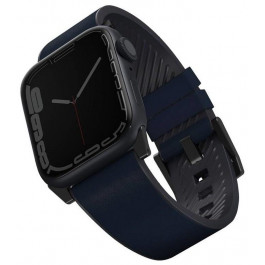 Uniq Ремінець Apple Watch Strap 49/45/44/42 mm  Straden Waterproof Leather Hybrid Prussian (Blue)