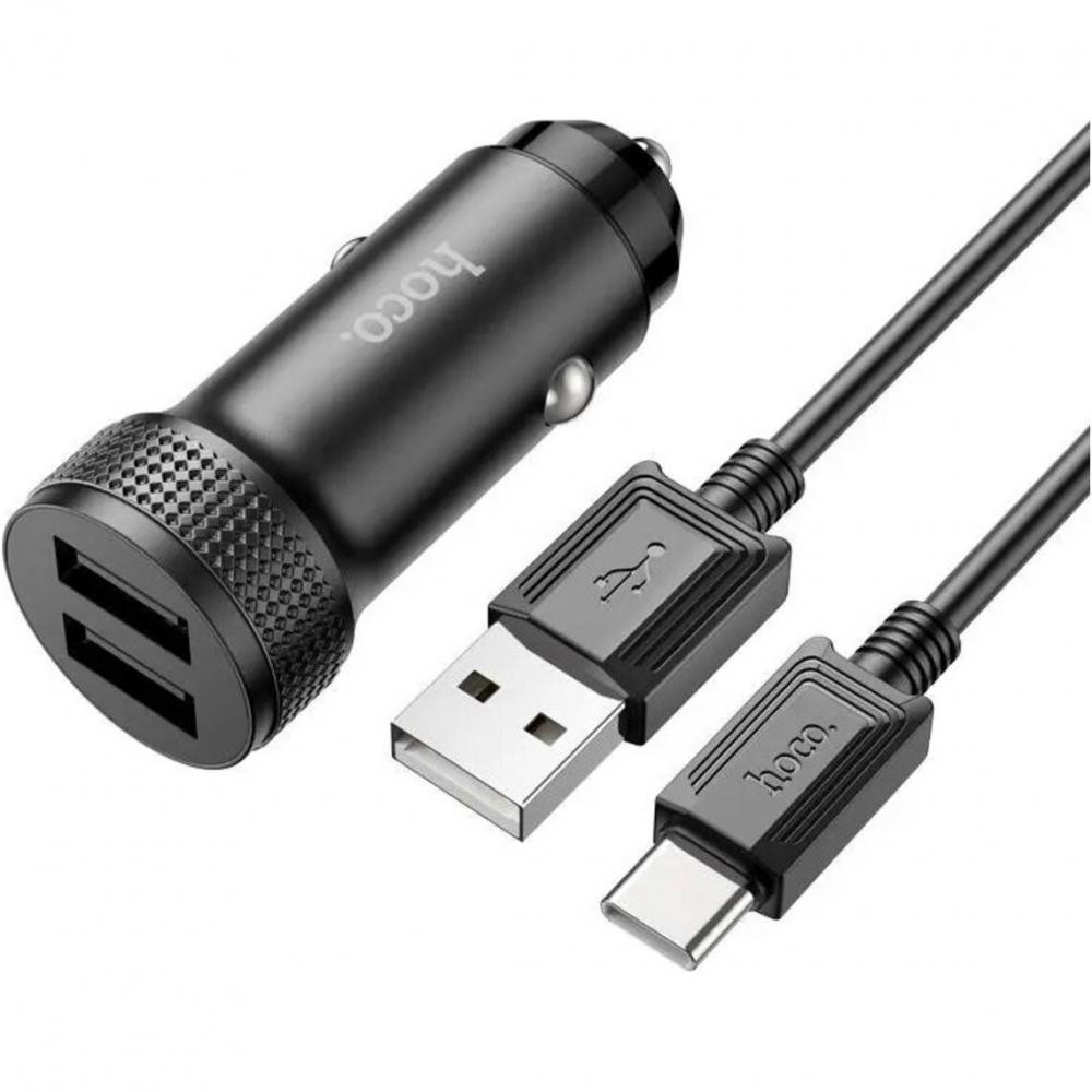 Hoco Z49 Level Dualport QC3.0 18W + USB-C Black - зображення 1