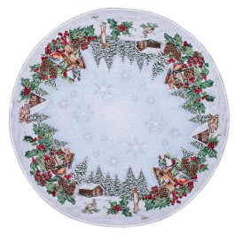 LiMaSo Скатертина гобеленова новорічна з мереживом  Squirrel діаметр 90 см (2000000107257)