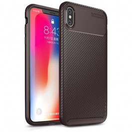 iPaky Carbon Fiber Soft TPU Case iPhone XS Max Brown