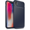 iPaky Carbon Fiber Soft TPU Case iPhone XR Blue - зображення 1