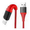ROCK Hi-Tensile lightning Charge & Sync round Cable 1,2M Red - зображення 1