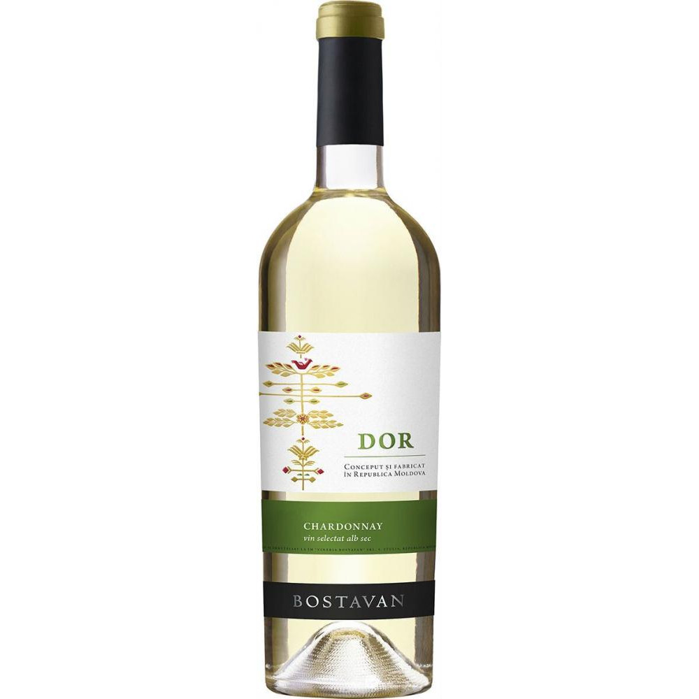 Bostavan Вино  DOR Chardonnay біле сухе 13%, 750 мл (4840472014350) - зображення 1