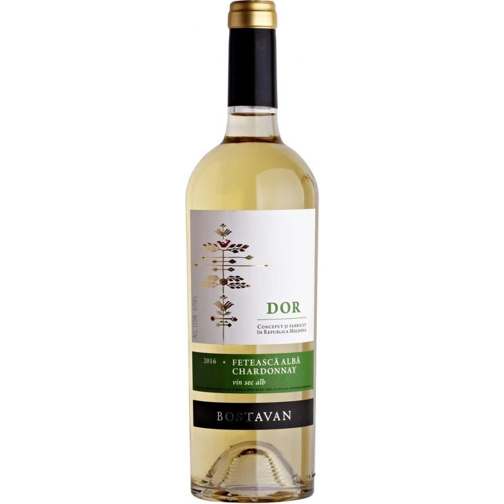 Bostavan Вино  DOR Фетяска Альба Шардоне біле сухе 13%, 750 мл (4840472019027) - зображення 1