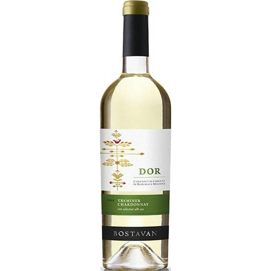 Bostavan Вино  DOR Traminer Chardonnay біле сухе 13%, 750 мл (4840472017801) - зображення 1