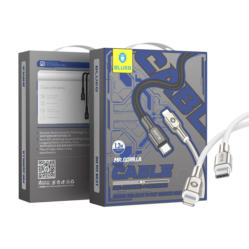 Blueo Braided Zinc Alloy USB-C to Lightning Cable White - зображення 1