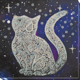 Абрис Арт Набор-миди для вышивки бисером на натуральном художественном холсте Звёздный кот (AMB-052)