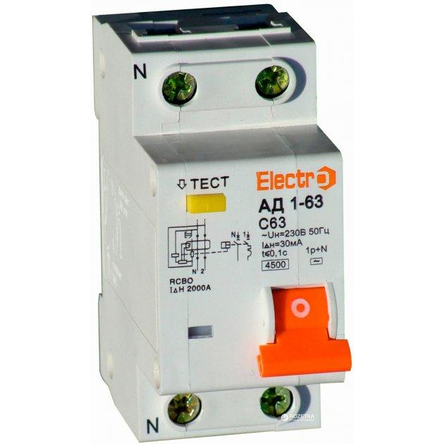 ElectrO АД 1-63 1+N 50 А 30 мА С (45AD6350E30) - зображення 1