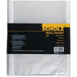 Scholz Набор файлов-карманов  А4+ 40 мкм глянцевый Прозрачный 100 шт (8591662501001)