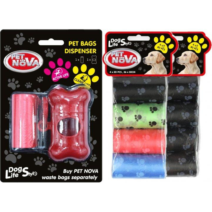 Pet Nova Контейнер с пакетами для уборки за собакой  9 рулонов 180 пакетов Красный (WDISPENSER-9RE) - зображення 1
