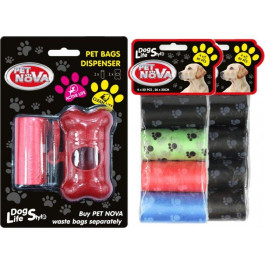 Pet Nova Контейнер с пакетами для уборки за собакой  9 рулонов 180 пакетов Красный (WDISPENSER-9RE)