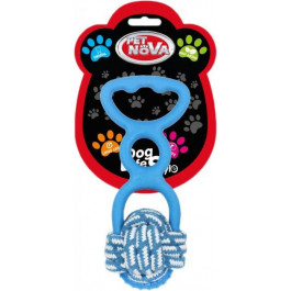 Pet Nova Игрушка для собак Веревочный шар с резиновой ручкой 20 см синий (TPR-ROPETOY-BL)