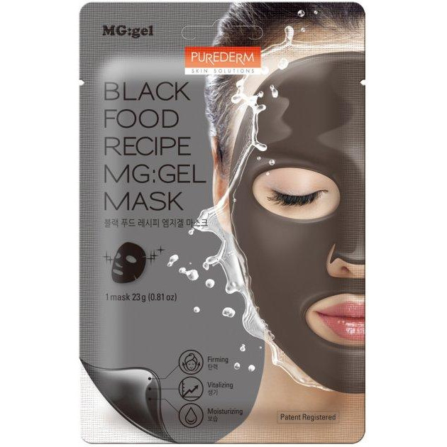 Purederm Маска питательная с черным комплексом для лица  Black Food Recipe Gel Mask на тканевой основе с геле - зображення 1