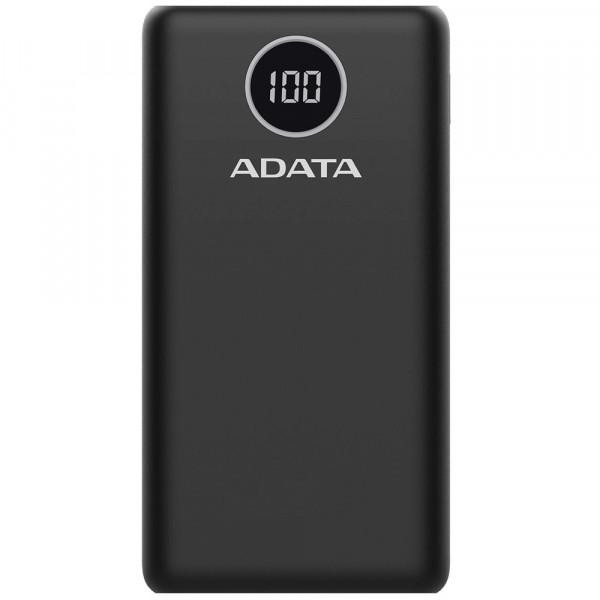 ADATA 20000 mAh 20W QC 3.0/PD 3.0 USB-C + USB2.0 чорна (P20000QCDB) - зображення 1
