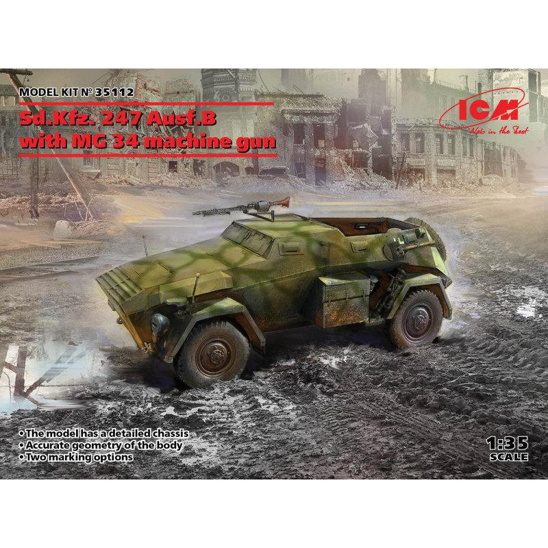 ICM Немецкий бронеавтомобиль с пулеметом MG 34 Sd.Kfz. 247 Ausf.B (ICM35112) - зображення 1