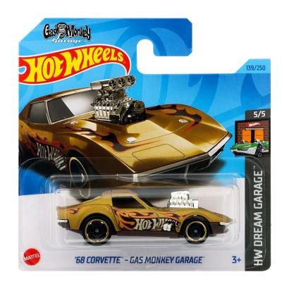 Hot Wheels 68 Corvette - Gas Monkey Garage Dream Garage 1:64 HKH23 Gold - зображення 1