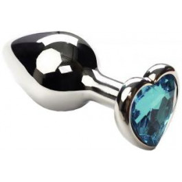 GYQ Анальная пробка с голубым кристаллом SWAROVSKI Silver Heart Topaz, серебряная (7770000120604)
