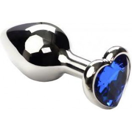 GYQ Анальная пробка с синим кристаллом SWAROVSKI Silver Heart Sapphire Small, серебряная (7770000158065)