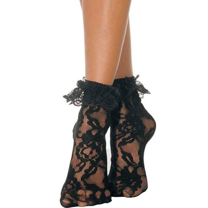 Leg Avenue Шкарпетки Lace Anklet With Ruffle Black від (714718004655) - зображення 1