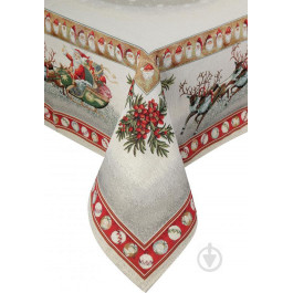 Lefard Скатертина Home Textile гобеленова новорічна з люрексом 100x100 см бежевий (8407007160041)