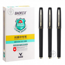Baoke Ручка гелева  антибактеріальне покриття софт 0.5 мм, чорна (PEN-BAO-1828A-B)