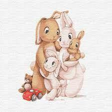 Ідейка Картина по номерам. Маленькая семья кроликов 30*30см KHO2361