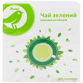 Auchan Зеленый байховый чай , 1,5 г, 100 шт. (4823090104306)