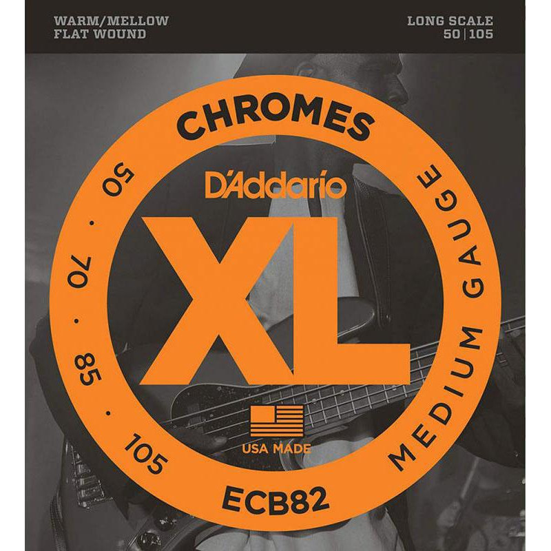 D'Addario ECB82 Chromes Flatwound Medium Bass Strings 50/105 - зображення 1