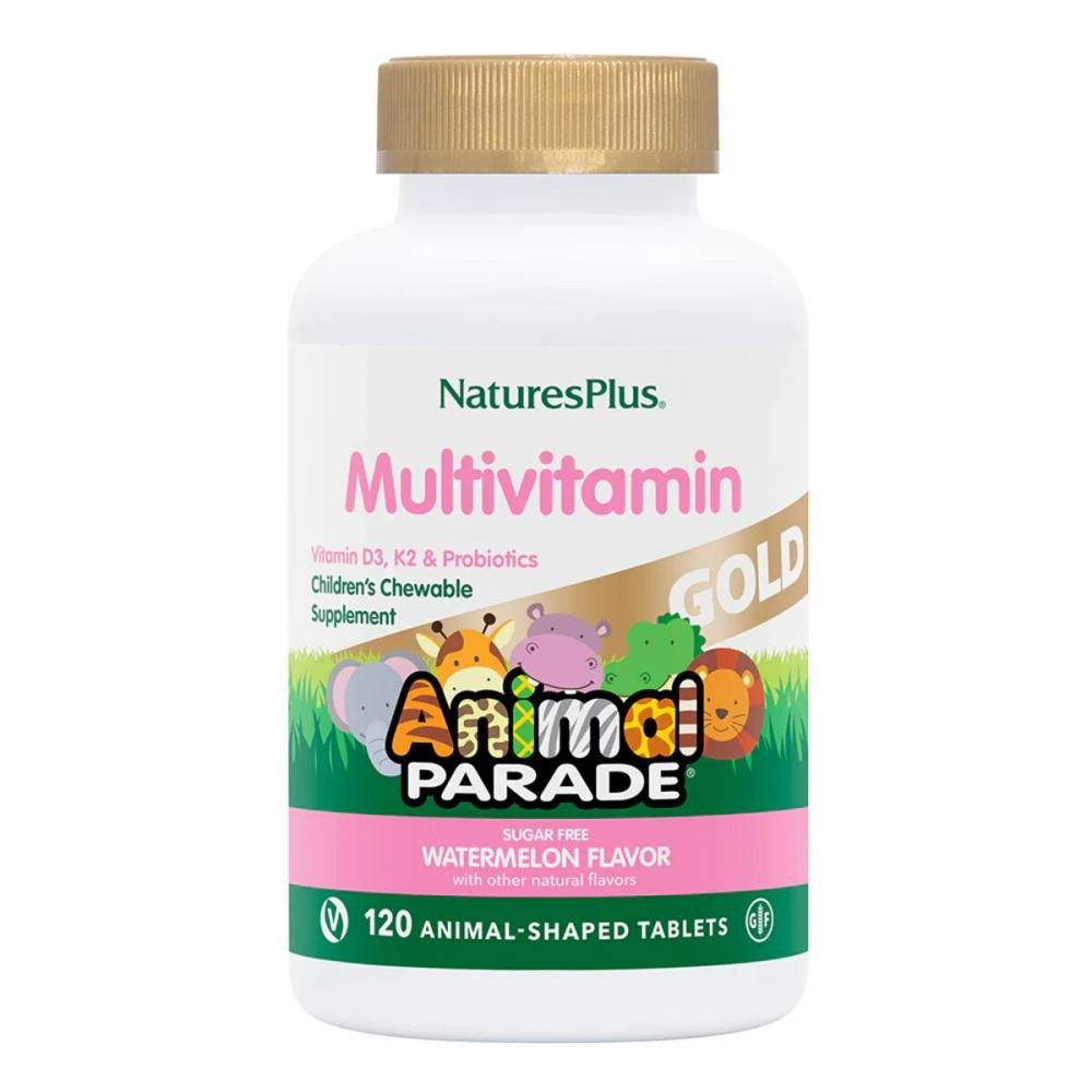 Nature's Plus Мультивітаміни для Дітей, Смак Кавуна, Animal Parade Gold, , 120 жувальних таблеток - зображення 1