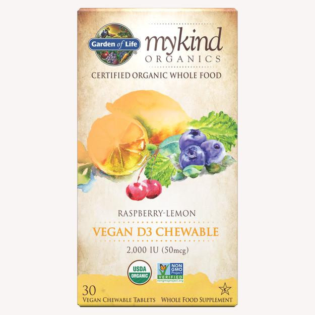 Garden of Life MyKind Organics Chewable Vegan D3 50 mcg, 30 таблеток Лимон-малина - зображення 1