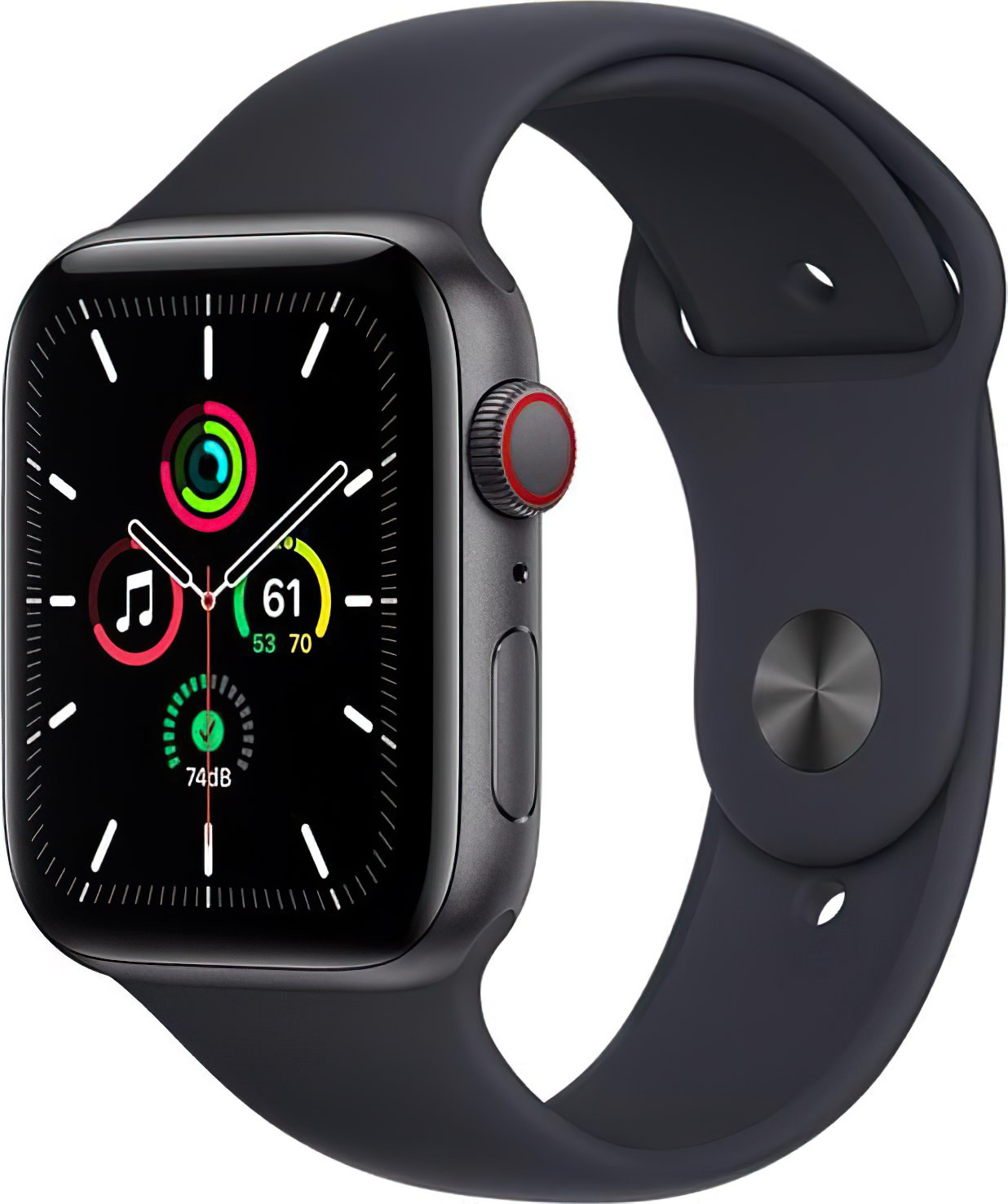 Apple Watch SE GPS + Cellular 40mm Space Gray Aluminum Case with Midnight Sport Band (MKQQ3) - зображення 1