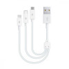 TTEC MiniCable Trio USB to Lightning/Micro USB/USB Type-C 0.3m White (2DK13) - зображення 1