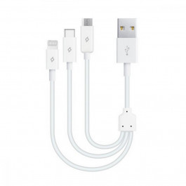 TTEC MiniCable Trio USB to Lightning/Micro USB/USB Type-C 0.3m White (2DK13)
