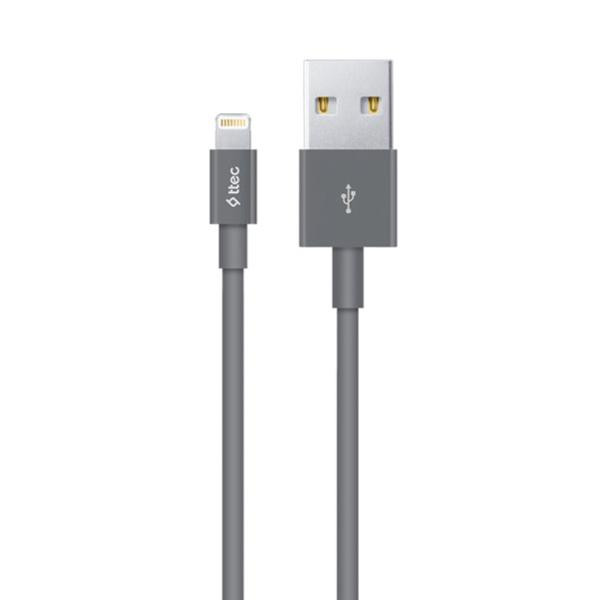 TTEC 2DK7508 USB 2.0 to Lightning 1m Gray (2DK7508GR) - зображення 1