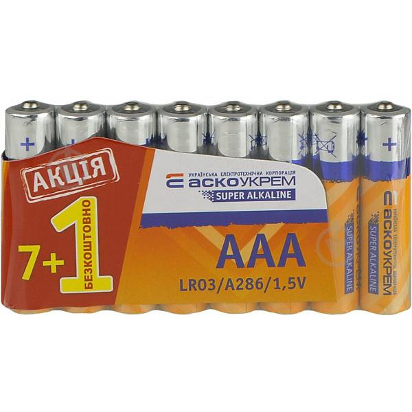 АСКО-УКРЕМ AAA bat Alkaline 8шт Super (Аско.LR03.S7F1) - зображення 1